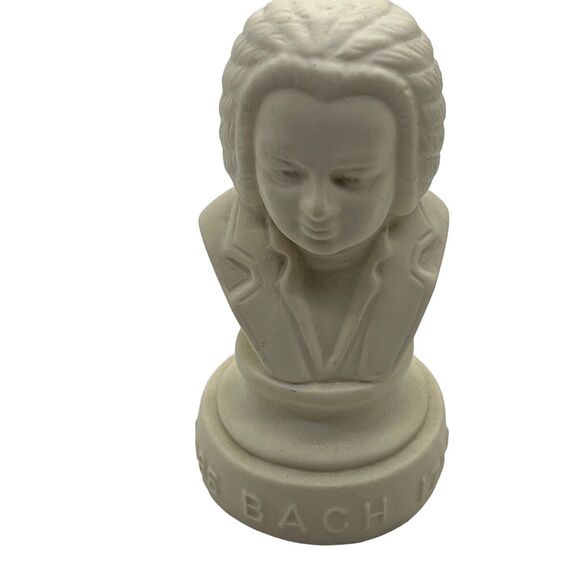 Bach Bust Sculpture Vintage A Halbe Statuette Composer Johann Sebastian Novelty - Picture 2 of 16
